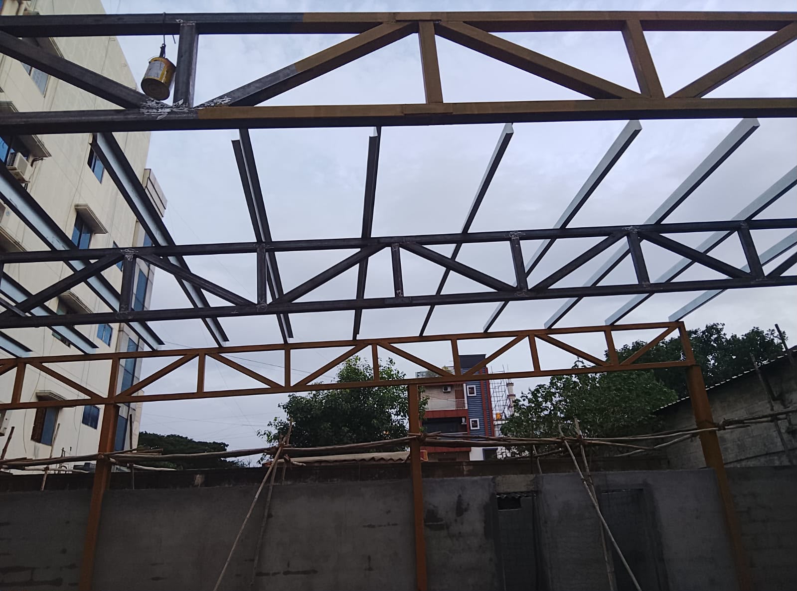Steel roof framing project photograph